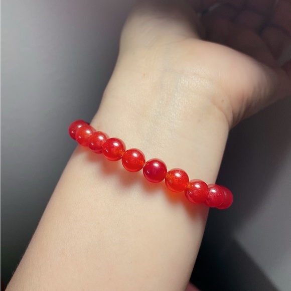 Natural Stone Red Agate Crystal Healing Bracelets 8mm - Picture 3 of 3